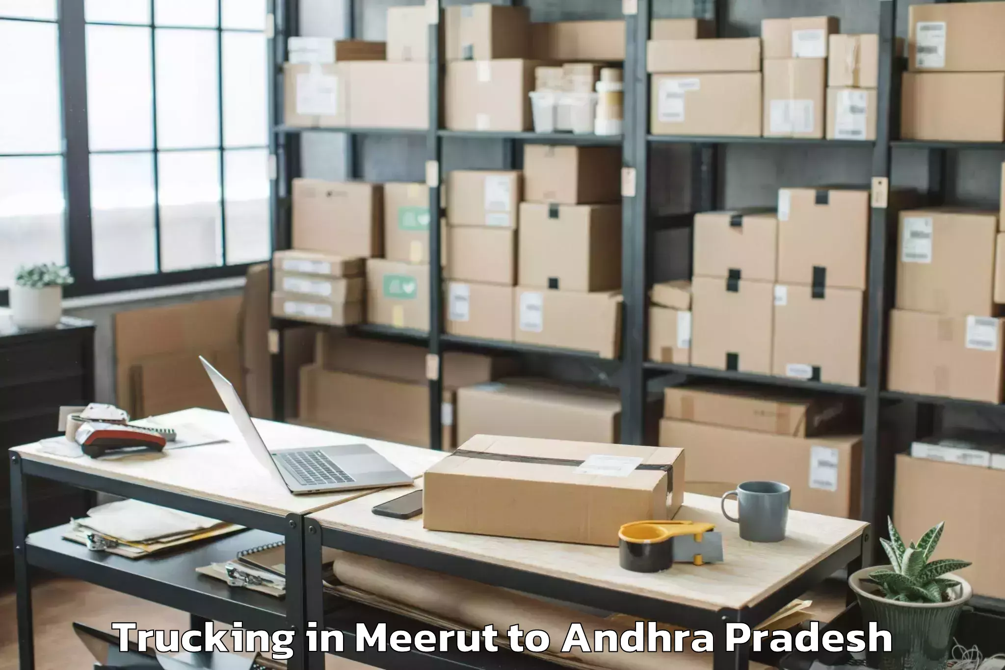 Book Meerut to Pedana Trucking Online